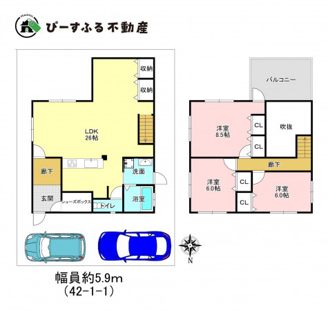 泉南郡熊取町つばさが丘北、中古一戸建ての間取り画像です