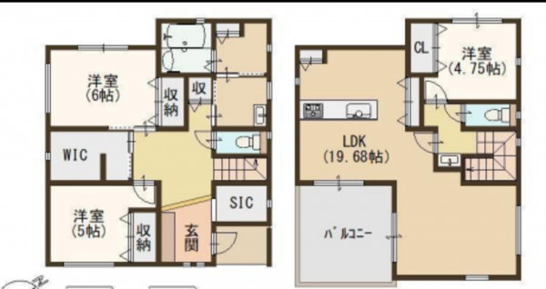 泉南郡熊取町五門西、中古一戸建ての間取り画像です
