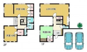 泉南郡熊取町つばさが丘西、中古一戸建ての間取り画像です