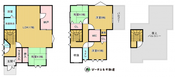 泉南郡熊取町大久保北、中古一戸建ての間取り画像です