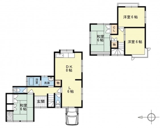 泉南郡熊取町大久保南、中古一戸建ての間取り画像です