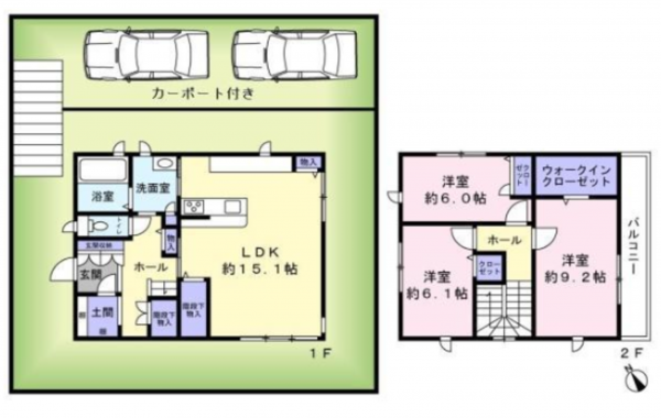 泉南郡熊取町若葉、中古一戸建ての間取り画像です