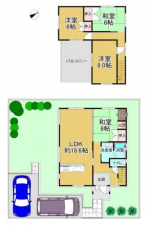 泉南郡熊取町南山の手台、中古一戸建ての間取り画像です