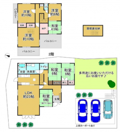 泉南郡熊取町七山南、中古一戸建ての間取り画像です