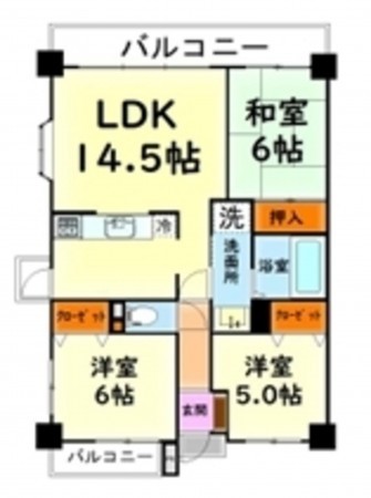 泉南郡熊取町、マンションの間取り画像です