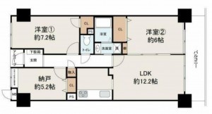 泉南郡熊取町大久保北、マンションの間取り画像です
