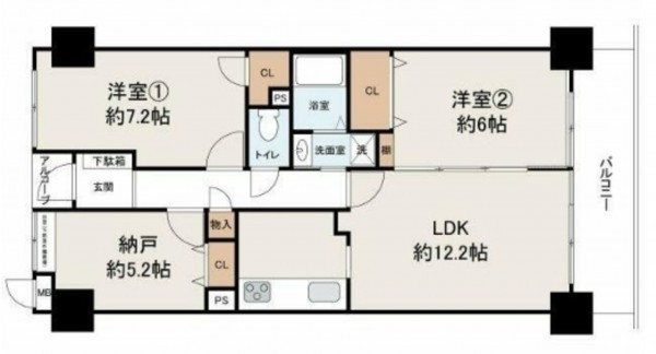 泉南郡熊取町大久保北、マンションの間取り画像です