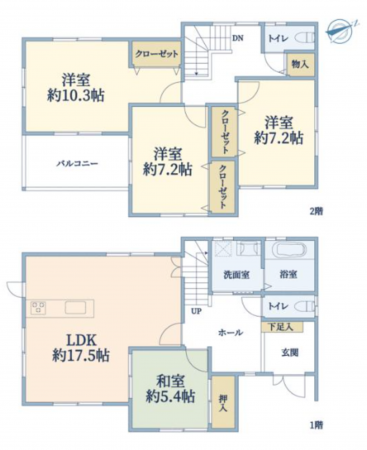 泉南郡熊取町希望が丘、中古一戸建ての間取り画像です