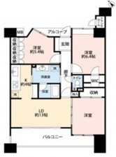 泉佐野市市場西、マンションの間取り画像です