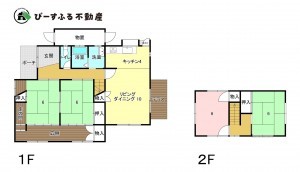 泉南郡熊取町自由が丘、中古一戸建ての間取り画像です