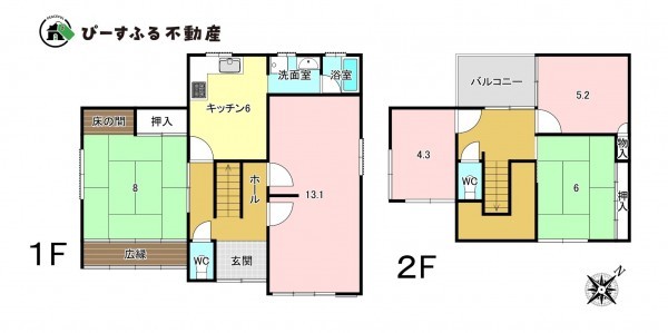 泉南郡熊取町山の手台、中古一戸建ての間取り画像です