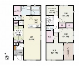 貝塚市澤、新築一戸建ての間取り画像です