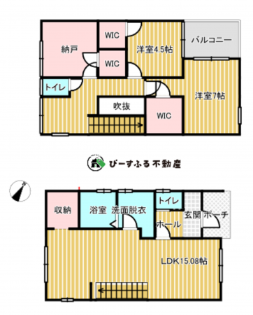 貝塚市小瀬、中古一戸建ての間取り画像です