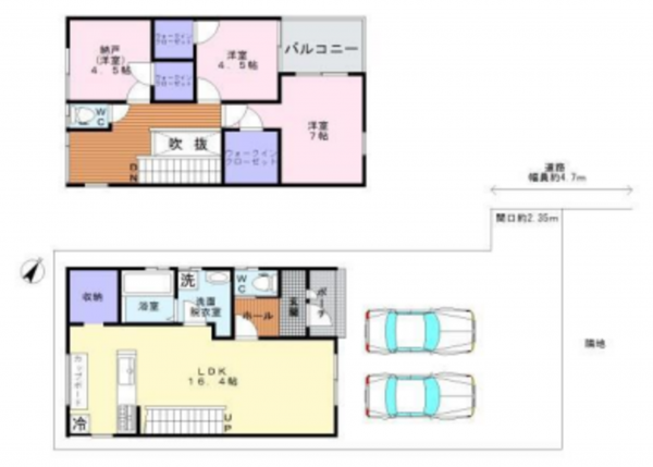 貝塚市小瀬、中古一戸建ての間取り画像です