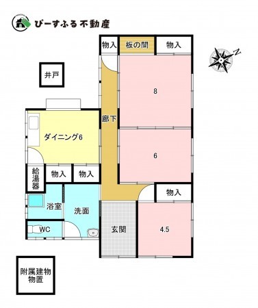 泉佐野市市場西、中古一戸建ての間取り画像です