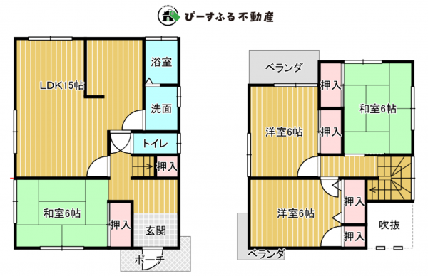 泉南郡熊取町山の手台、中古一戸建ての間取り画像です