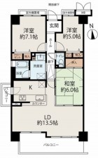 貝塚市清児、マンションの間取り画像です