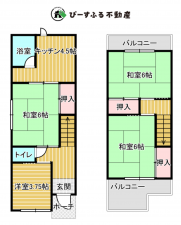 貝塚市中町、中古一戸建ての間取り画像です