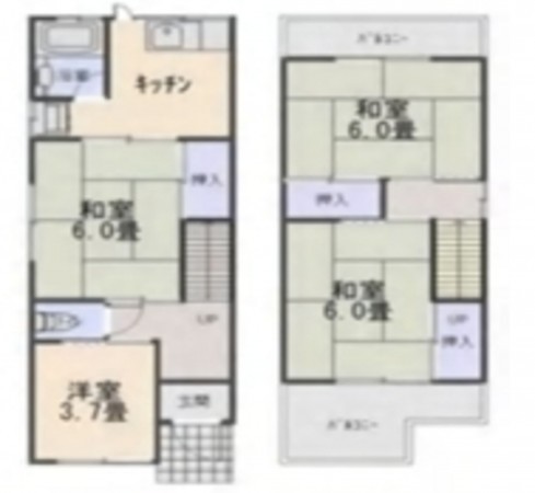貝塚市中町、中古一戸建ての間取り画像です