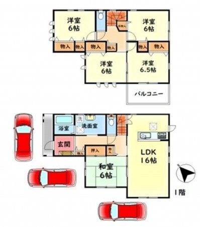 泉南郡熊取町、中古一戸建ての間取り画像です