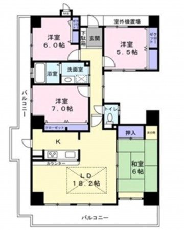 貝塚市海塚、マンションの間取り画像です