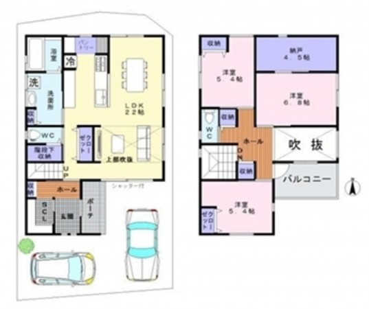 貝塚市森、中古一戸建ての間取り画像です