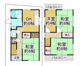泉佐野市羽倉崎上町、中古一戸建ての間取り画像です