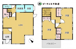 泉佐野市下瓦屋、中古一戸建ての間取り画像です