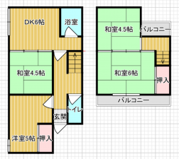 貝塚市石才、中古一戸建ての間取り画像です