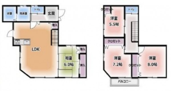 泉南郡熊取町大久保北、中古一戸建ての間取り画像です