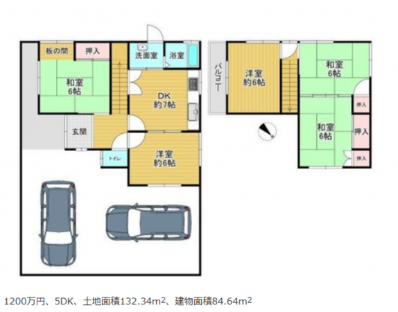 泉佐野市日根野、中古一戸建ての間取り画像です