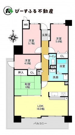 泉佐野市鶴原、マンションの間取り画像です