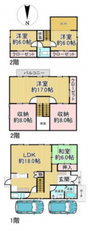 泉南郡熊取町つばさが丘西、中古一戸建ての間取り画像です