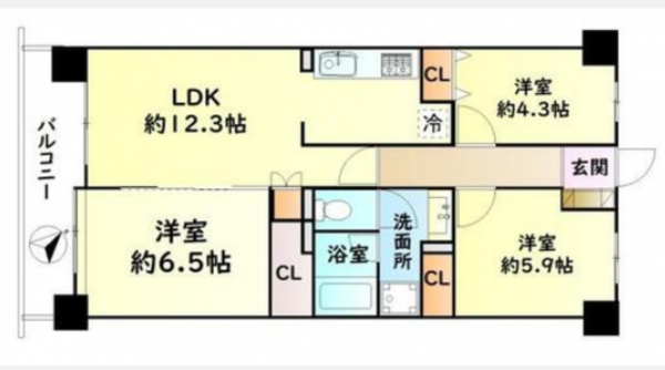 泉佐野市日根野、マンションの間取り画像です