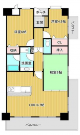 泉佐野市鶴原、マンションの間取り画像です