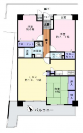 泉佐野市高松西、マンションの間取り画像です