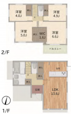 泉佐野市笠松、中古一戸建ての間取り画像です