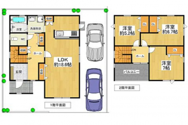 貝塚市畠中、中古一戸建ての間取り画像です