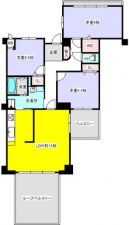 貝塚市二色、マンションの間取り画像です