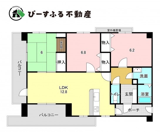 貝塚市二色、マンションの間取り画像です