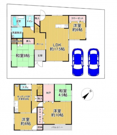 泉南郡熊取町大久保北、中古一戸建ての間取り画像です