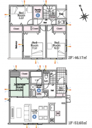 泉佐野市岡本、新築一戸建ての間取り画像です