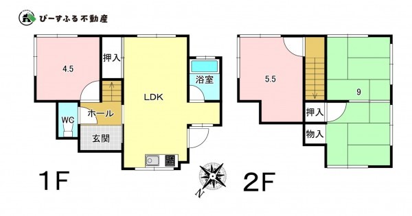 貝塚市、中古一戸建ての間取り画像です