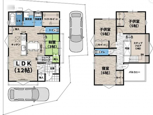泉佐野市上之郷、新築一戸建ての間取り画像です