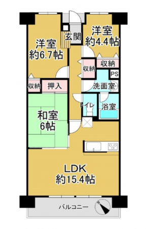泉南郡熊取町七山東、マンションの間取り画像です