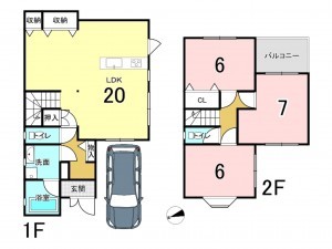 泉佐野市日根野、中古一戸建ての間取り画像です