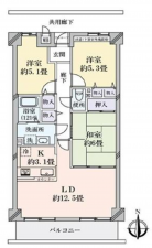 貝塚市澤、マンションの間取り画像です