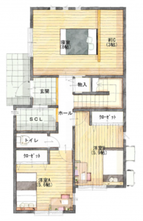 貝塚市東山、中古一戸建ての間取り画像です