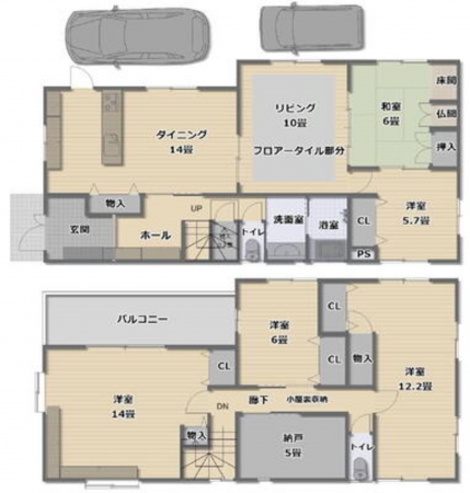 泉南郡熊取町、中古一戸建ての間取り画像です