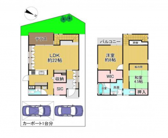 泉佐野市上町、中古一戸建ての間取り画像です